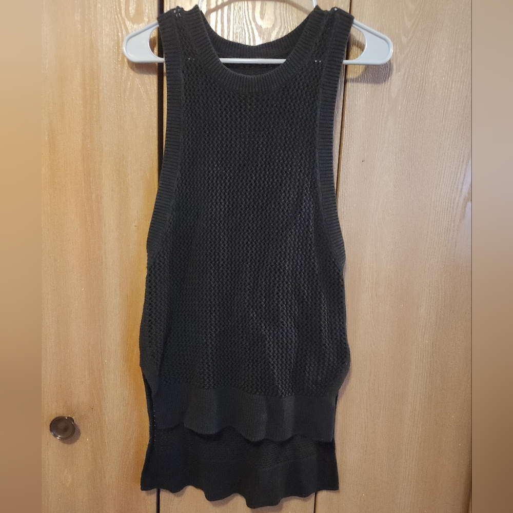 Lululemon Simply The Vest Black Loose Knit Long Length Sweater Women's Sz XS 0/2